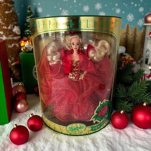 MATTEL Happy Holidays  Special Edition 1993 Blonde Barbie Doll NEW NIB - Picture 1 of 7